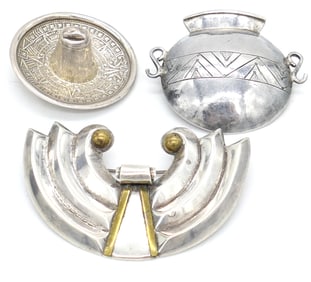 Three Mexican Sterling Pins