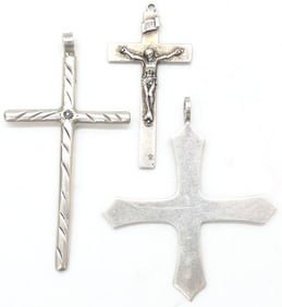 Three Sterling Cross Pendants