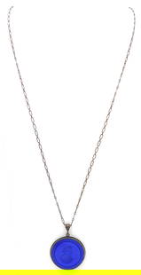 Extasia Intaglio Cobalt Blue Cameo Necklace: Extasia Intaglio cobalt blue cameo necklace. Size: Cameo 2"h, chain 28"L