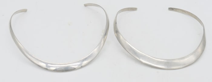 Two Mexican Sterling Torque Necklaces