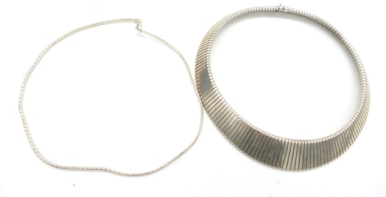 Two Sterling Choker Length Necklaces