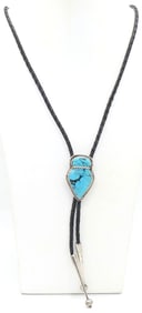 1950's Bennett Sterling and Turquoise Bolo Tie