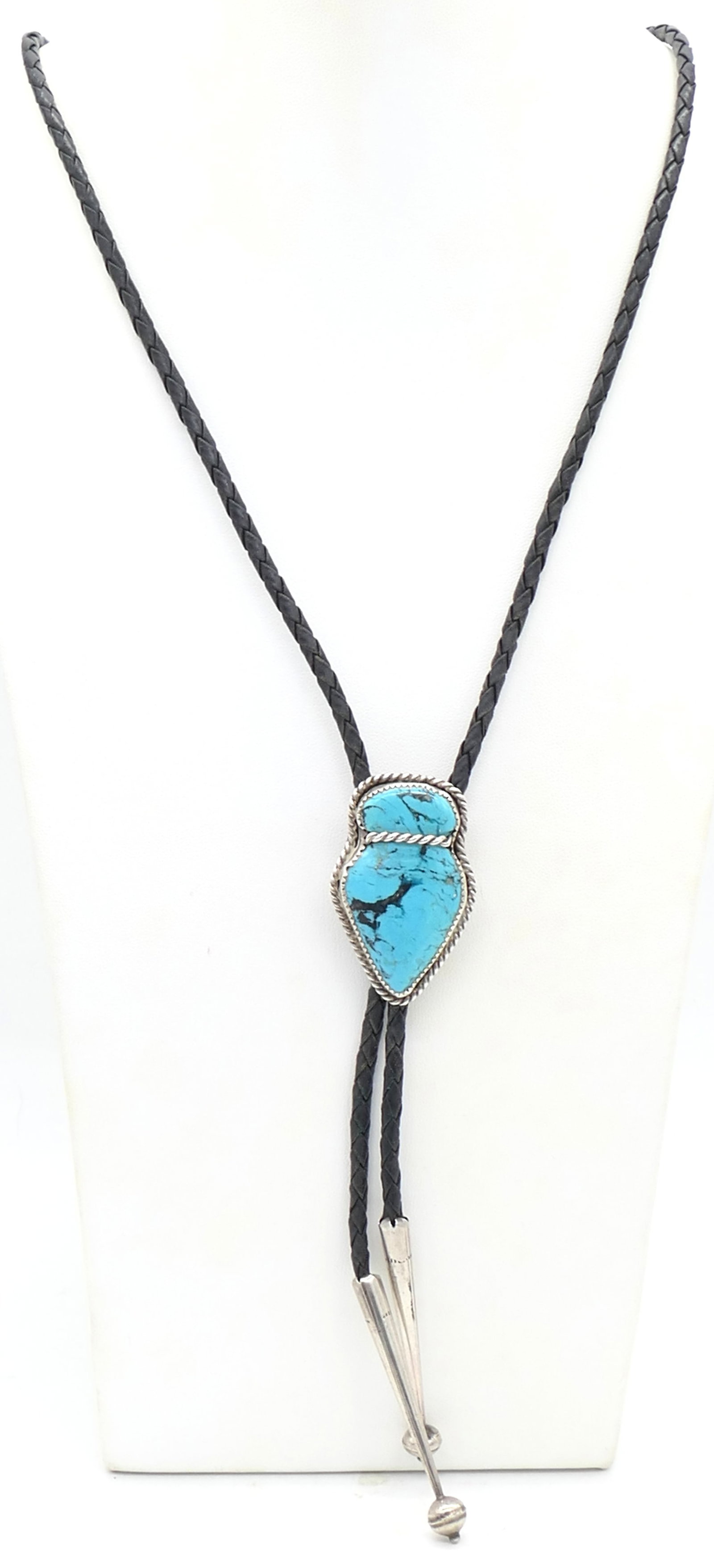 1950's Bennett Sterling and Turquoise Bolo Tie (1 of 4)