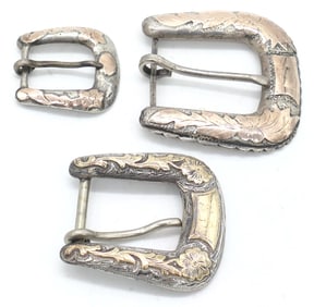 Three Sterling Belt Buckles