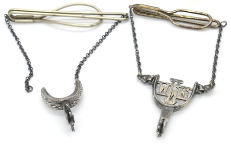 Two Sterling Spur Tie Clips