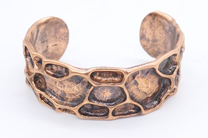 Brutalist Style Hammered Copper Cuff