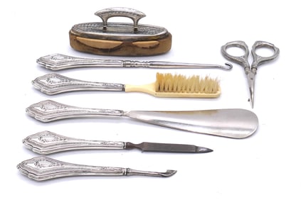Seven Piece Sterling Dressing Table Set