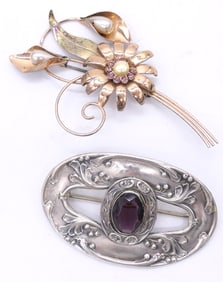 Two Large Sterling Pins