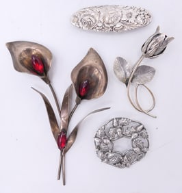Four Nature Themed Sterling Pins