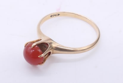 Gold Ring with Red Carnelian Stone