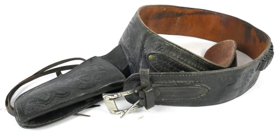 Black Tooled Leather Holster
