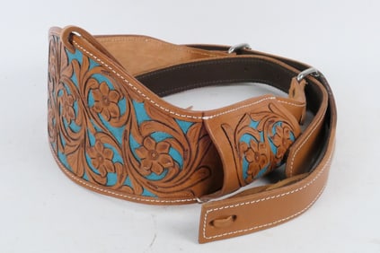 Floral Tooled Leather Saddle Cinch