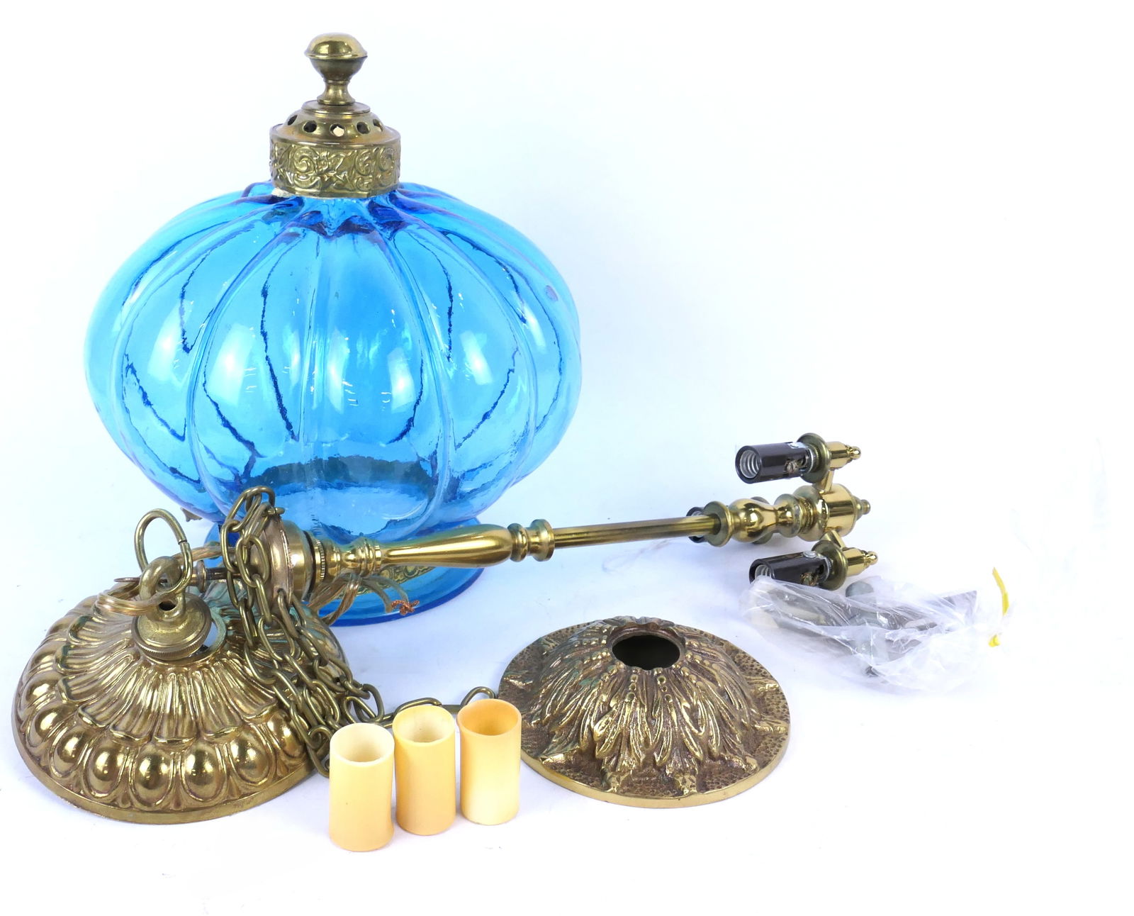 Vintage Blue Globe Hanging Lamp (1 of 3)