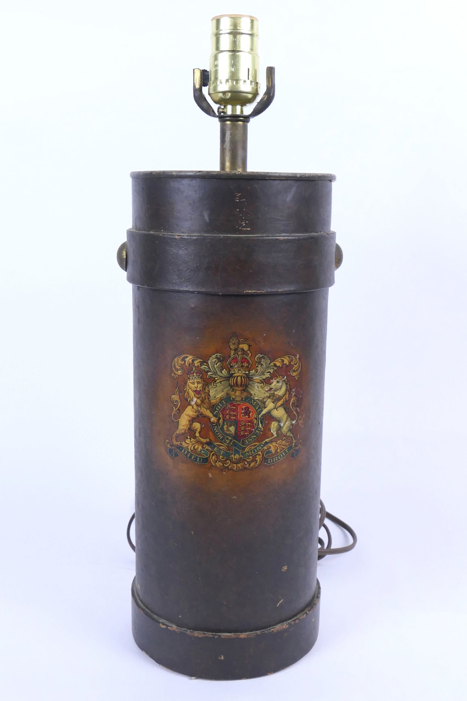 English Leather Bucket Lamp (1 of 6)