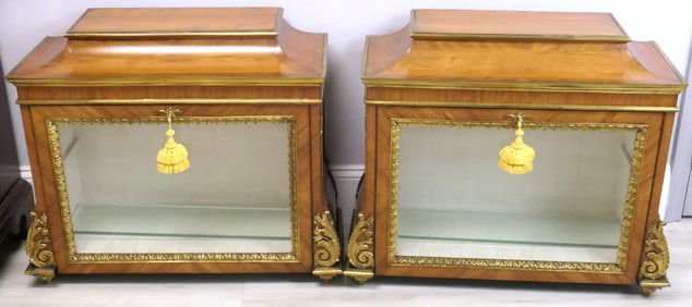 Pair of Antique French Louis XV Style Vitrine Cabinets