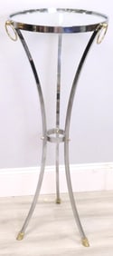 Gueridon Chrome and Glass Pedestal Table