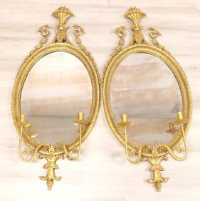 Pair of Regency Style Adams Mirrors with Scomces