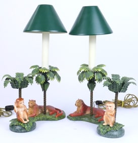 Monkey Candleholders and Big Cat Accent Lamps