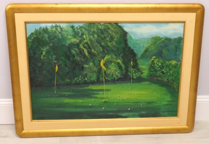 Oil on Canvas "The Chipping Green" by J Stone`