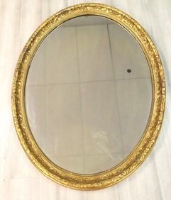 Large Oval Wall Mirror with Ornate Design