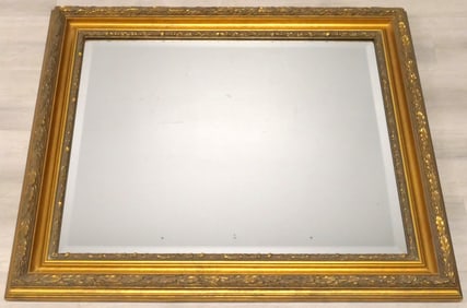 Rectangular Gold Wall Mirror with Foliate Design