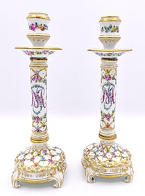 Pair of Dresden Porcelain Candlesticks