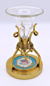 Glass Vase with Brass Stand