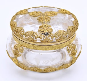 Circa 1890 French Art Nouveau Crystal Dresser Box