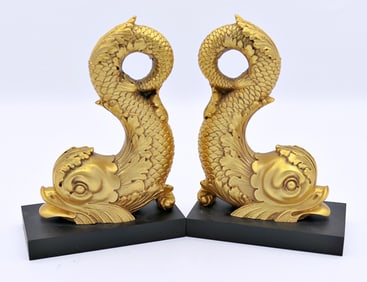 Solid Brass Dolphin Bookends
