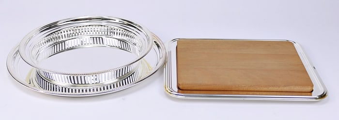 Silverplate Bittner's Trays and Cutting Board