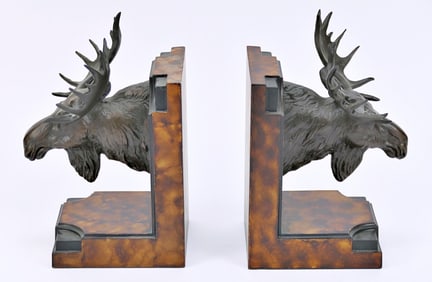 Black Forest Style Moose Head Bookends