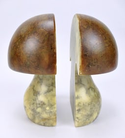 Two Genuine Alabaster Mushroom Bookends