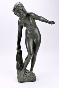 Circa 1920 Art Nouveau Bronze Lady Nude