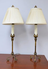 Pair of Wrought Iron Candlestick Lamps