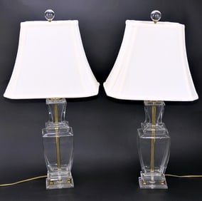 Pair of Heavy Glass Table Lamps