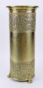 Brass Hammered and Embossed Umbrella Stand