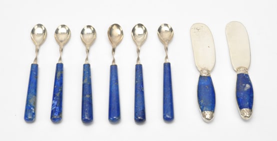 Sterling Lapis Lazuli Handled Serving Utensils