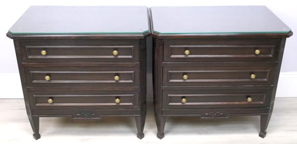 Pair of End Tables with Custom Glass Tops