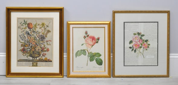 Three Framed Floral Prints
