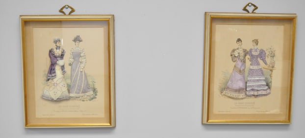 Pair of Enhanced Reproduction Victorian Fashion Plates
