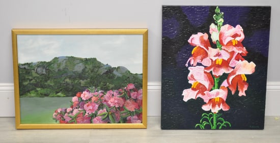 Two Acrylic Floral Paintings