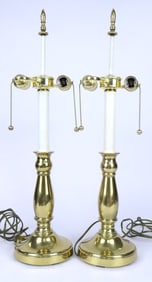 Pair of Brass Candlestick Lamps
