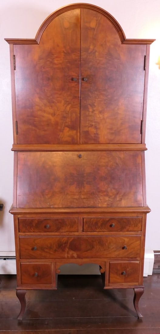Antique Slant Front Arched Bonnet Secretary Desk (1 of 5)