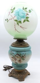 Blue and Green Gone With the Wind Hurricane Lamp