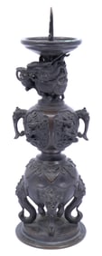 Antique Japanese Bronze Candlestick