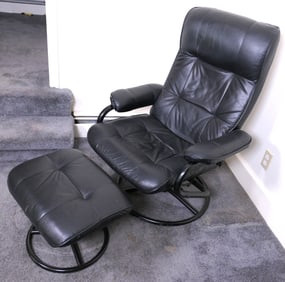 Mid Century Style Recliner and Footstool