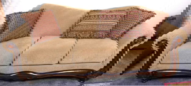 Wood Frame Sofa with Heart Shaped Back