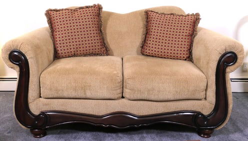 Wood Frame Love Seat with Heart Shaped Back