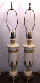 Pair of Cream Ceramic Lamps