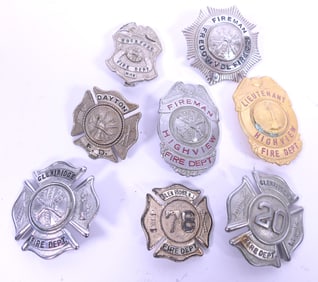 Eight Firefighter Badges
